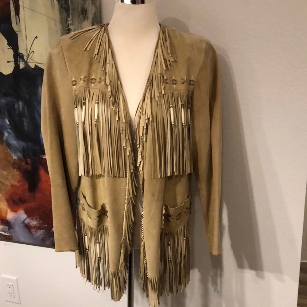 Western Suede Hand Painted Jacket by Patty Lewis Native American - Picture 1 of 16